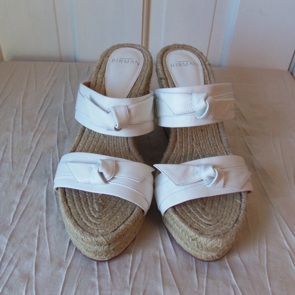 NEW Alexandre Birman Clarita Bow Embellished Leather Espadrille Wedge sz 39